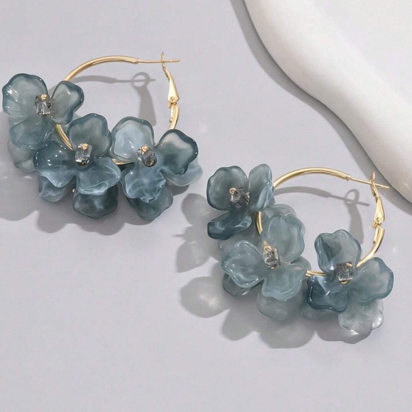 Boho Floral Gold Tone Statement Earrings - Picture 3 of 5